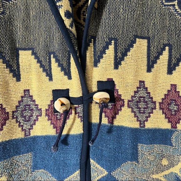 Vintage Oakridge Sz M Tapestry Coat Jacket Boho Festival Wood Button Pockets EUC - Picture 6 of 10